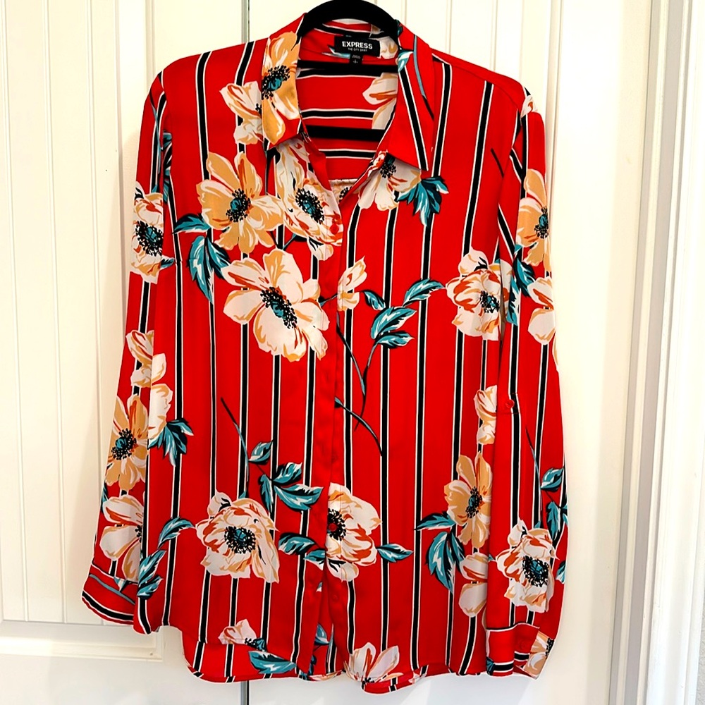 Express Red Button Down